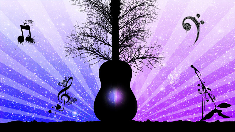Silhouette of Guitar Tree
