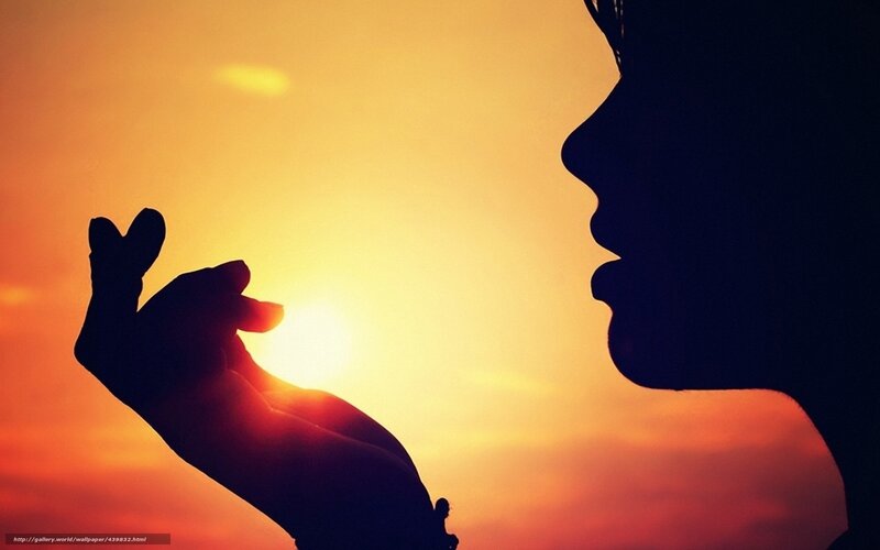 silhouette of hand and face at sunset