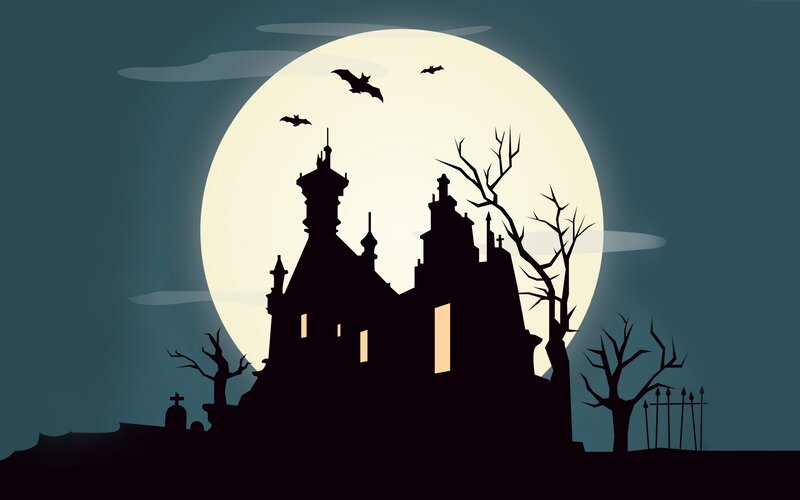 Silhouette of Haunted Castle — Black