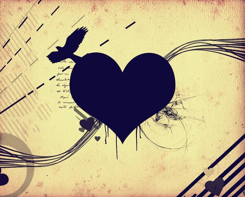 Silhouette of Heart and Bird