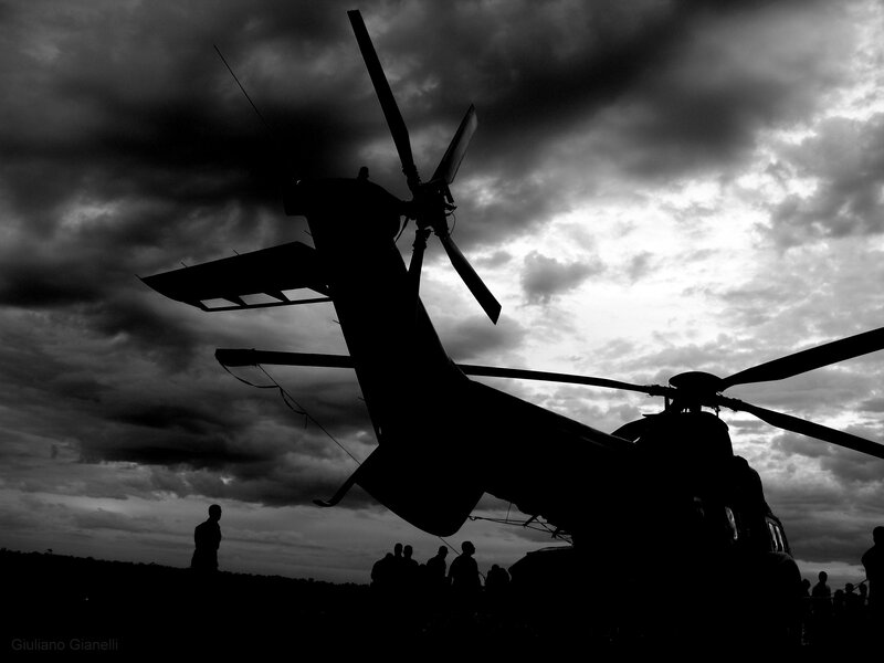 Silhouette of Helicopter — Black, Dramatic