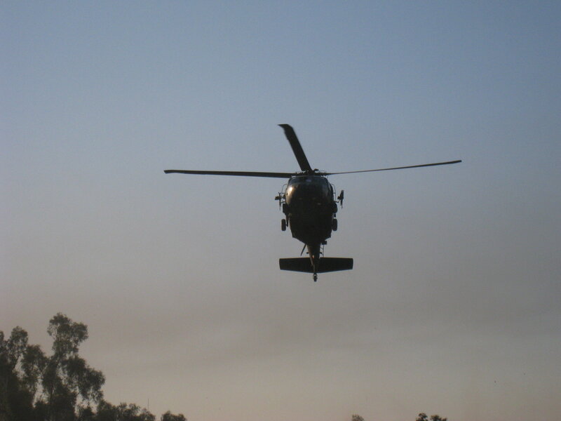 Silhouette of Helicopter — Blue