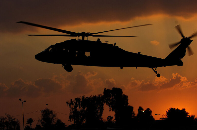 Silhouette of Helicopter — Orange