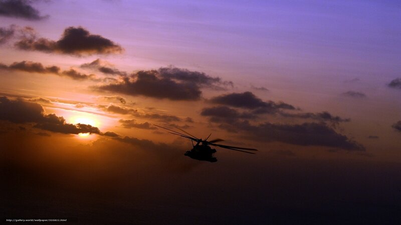 Silhouette of Helicopter — Purple