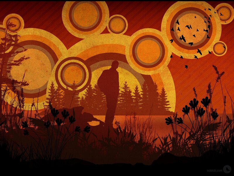 silhouette of hiker at sunset