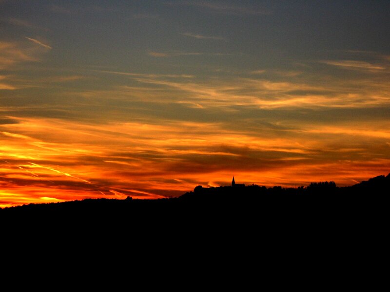 Silhouette of Hill at Sunset — Orange
