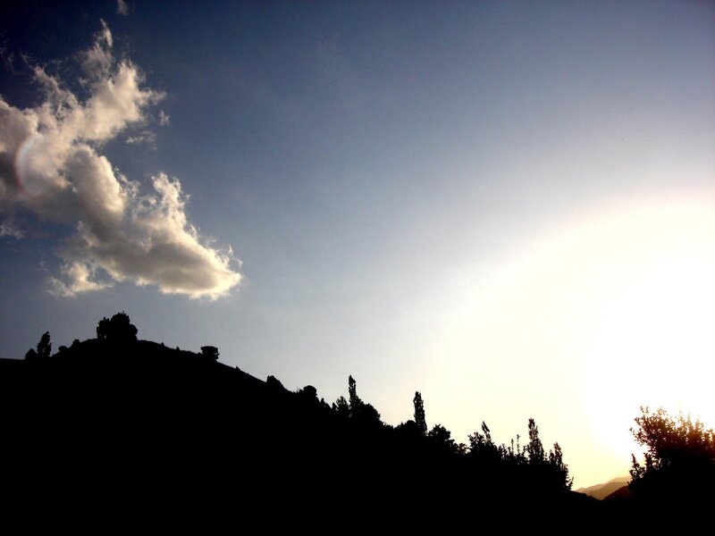 Silhouette of hills at sunset
