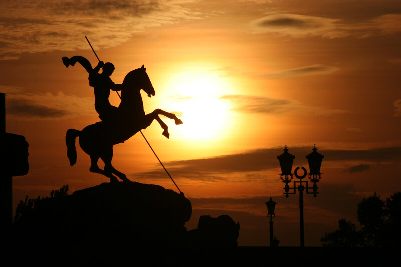 Silhouette of Horse Statue — Orange