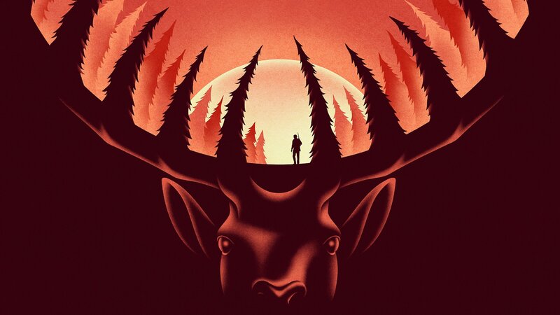 Silhouette of Hunter — Red