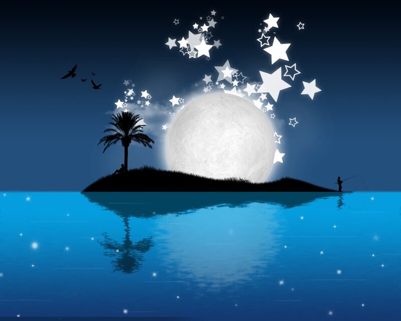Silhouette of Island at Night