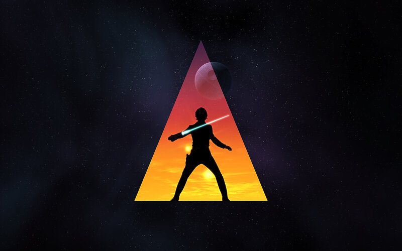 silhouette of jedi with lightsaber
