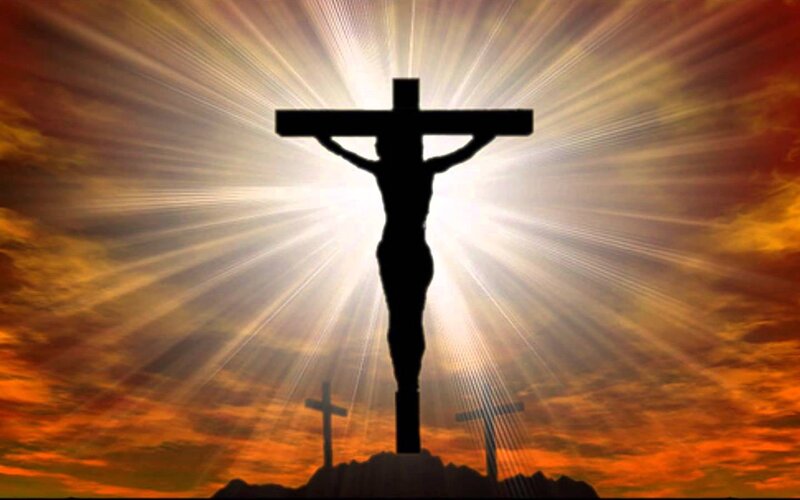 Silhouette of Jesus on Cross — Orange