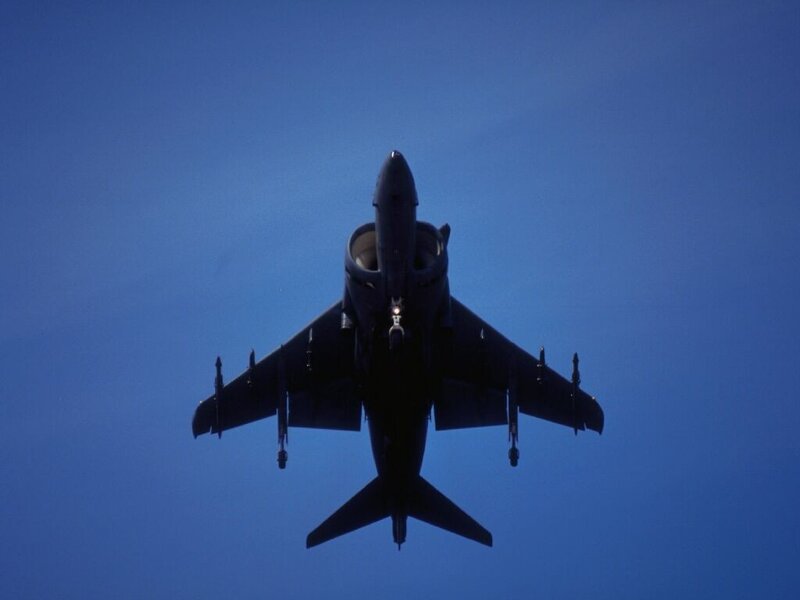 silhouette of jet aircraft