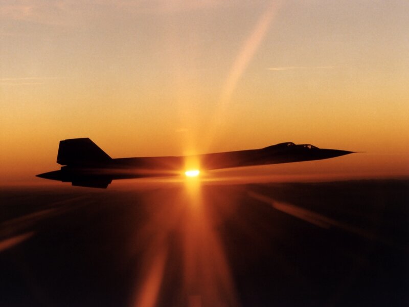Silhouette of jet at sunset