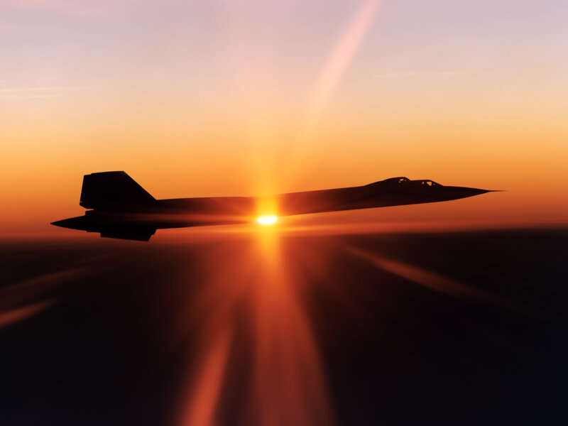 Silhouette of jet at sunset