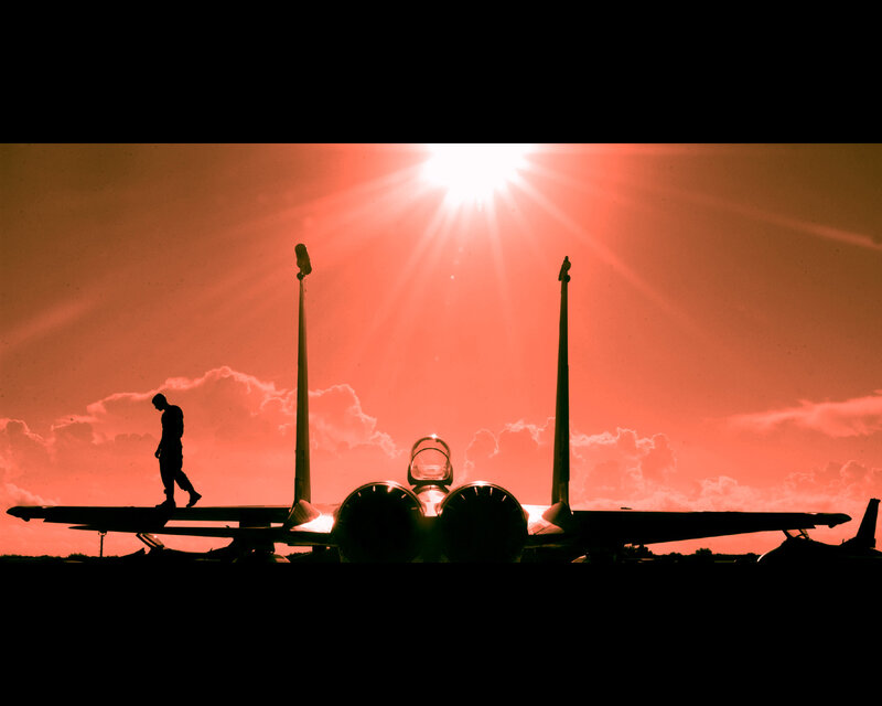 Silhouette of jet at sunset