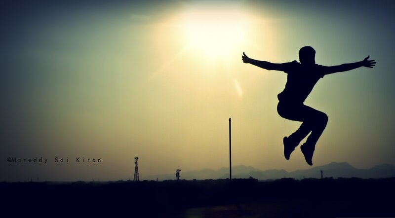 silhouette of jumping man