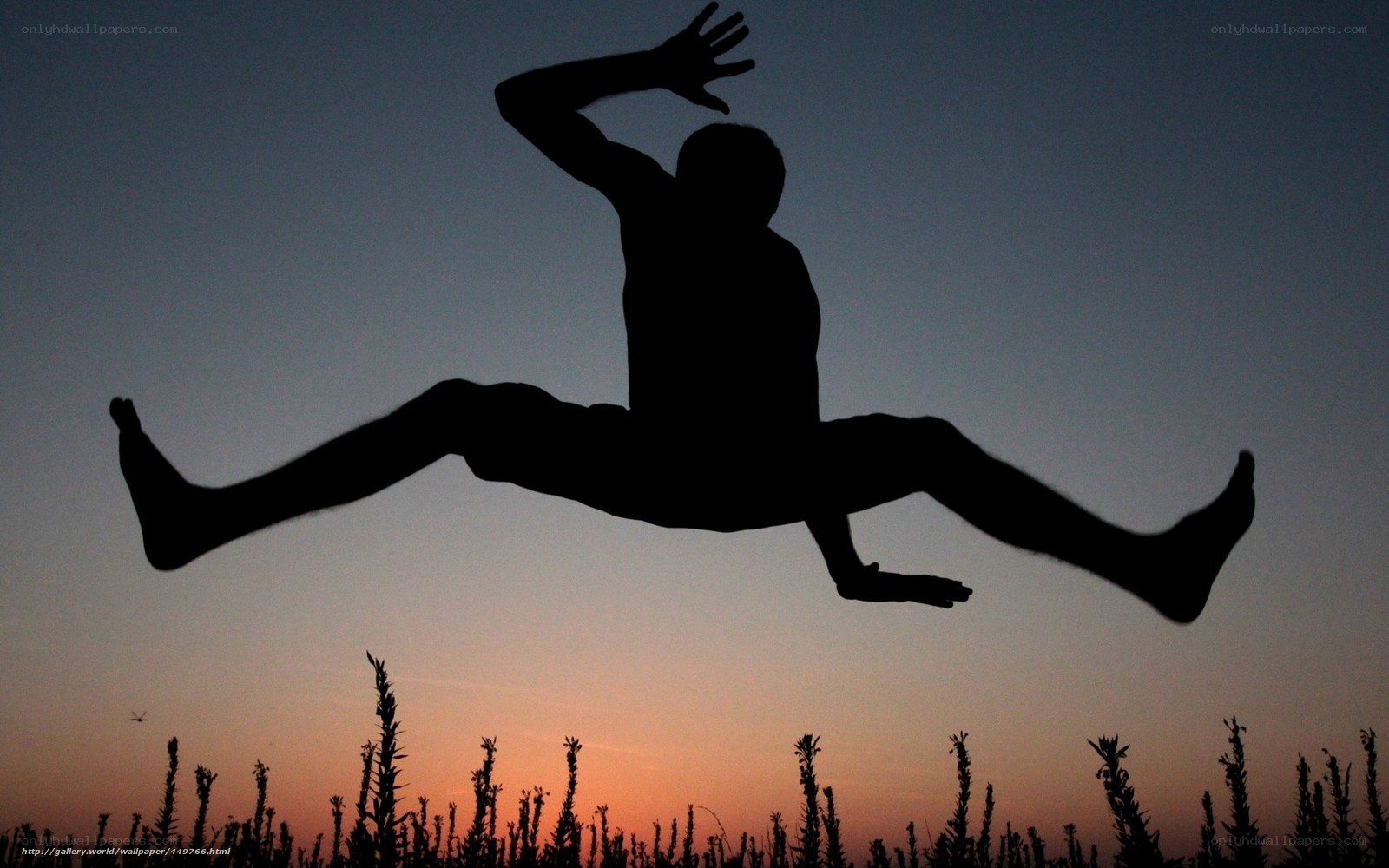silhouette of jumping man