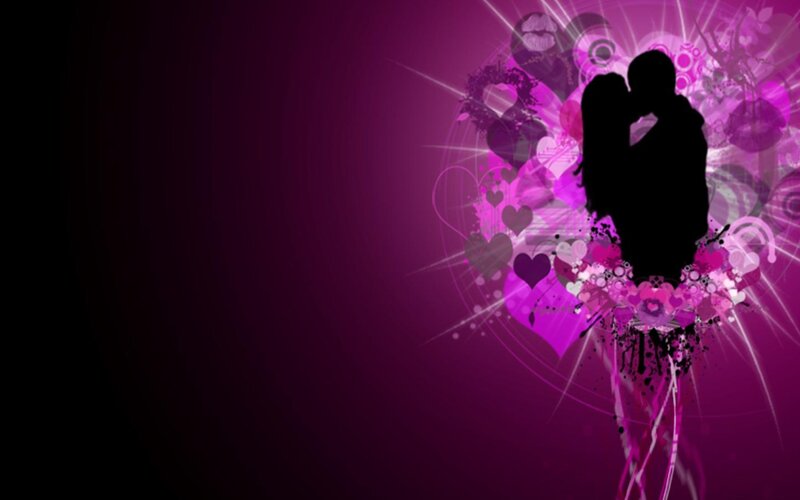 Silhouette of Kissing Couple — Purple