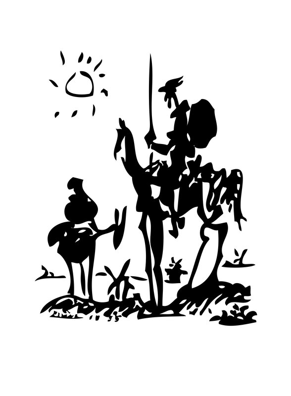 silhouette of knight and squire