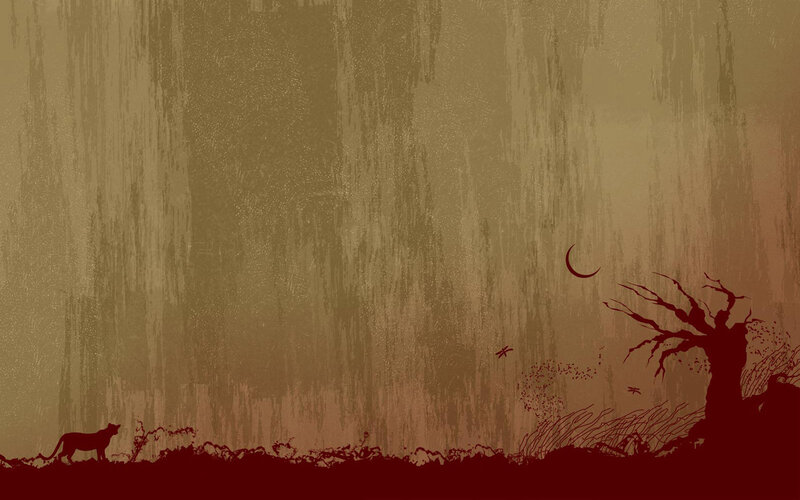 silhouette of lion and tree
