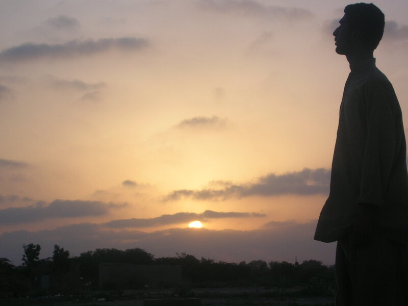 Silhouette of Man at Sunset — Orange