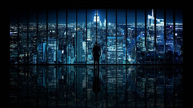 Silhouette of Man — Blue, Dramatic, Night