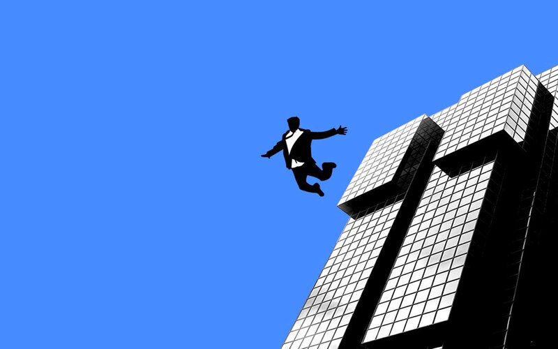 Silhouette of Man Falling