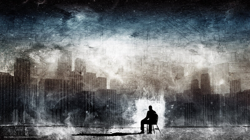silhouette of man in city