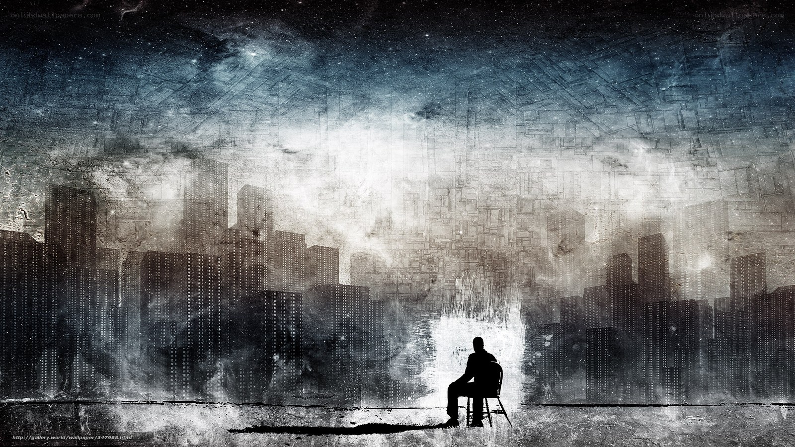 silhouette of man in city