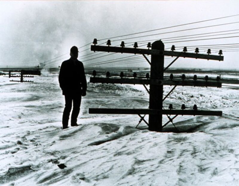 Silhouette of Man in Snow