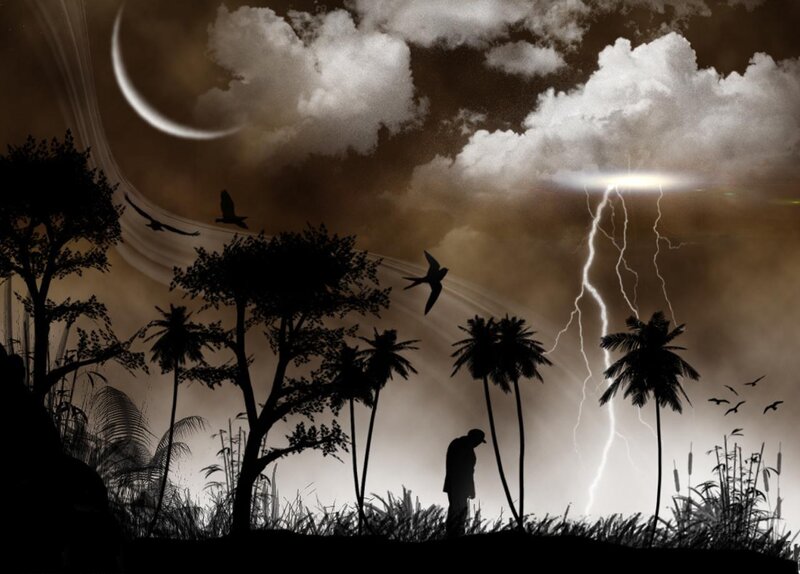 Silhouette of Man in Storm — Brown
