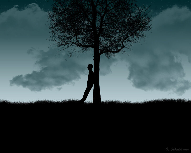Silhouette of Man Leaning