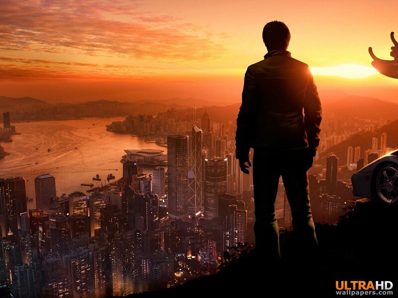Silhouette of Man on Hill — Orange, Dramatic