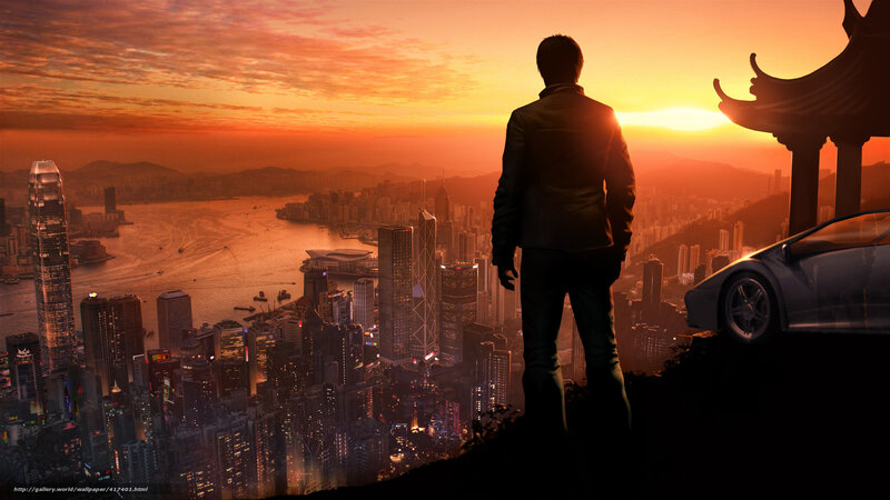 Silhouette of Man — Orange, Dramatic, Sunset