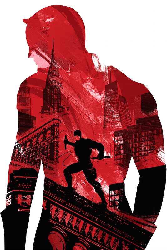 Silhouette of Man — Red, Dramatic, Illustration