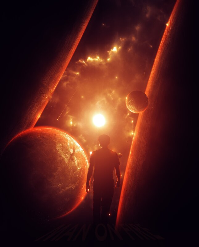 Silhouette of Man — Red, Dramatic