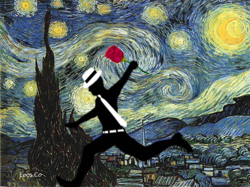 Silhouette of Man Running — Blue