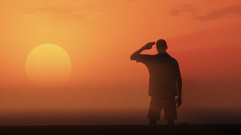 Silhouette of Man Saluting — Orange