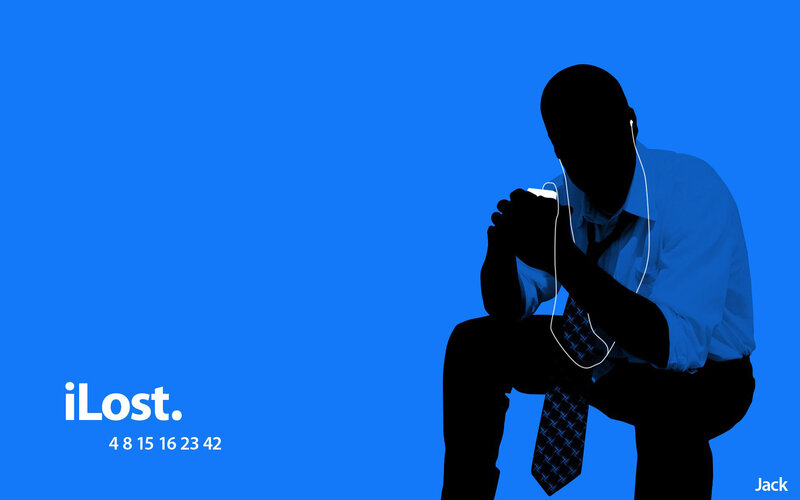 Silhouette of Man Sitting — Blue