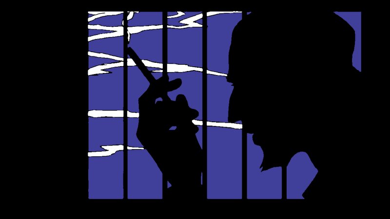 Silhouette of Man Smoking — Black