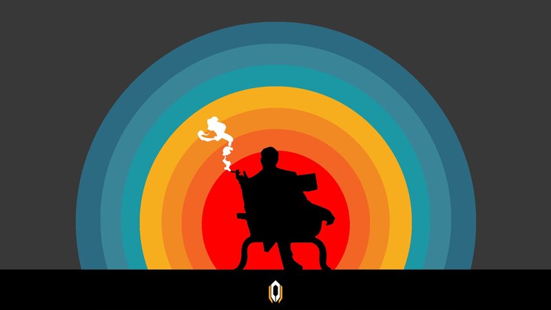 Silhouette of Man Smoking — Red