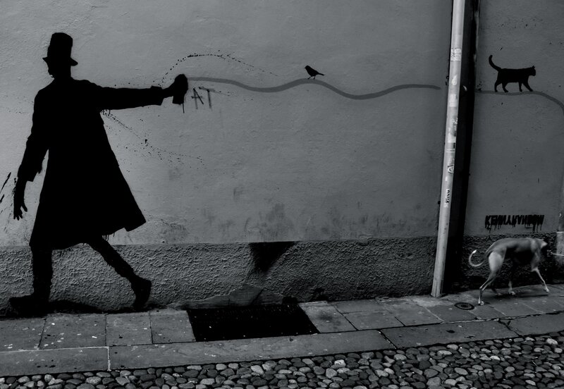 Silhouette of Man Spraying