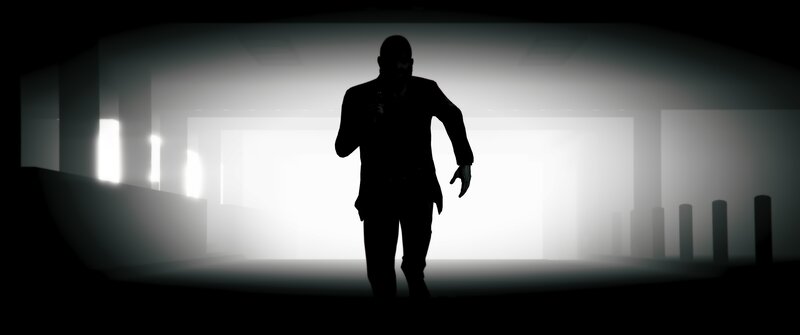 Silhouette of Man Walking — Black, Dramatic, Digital Art