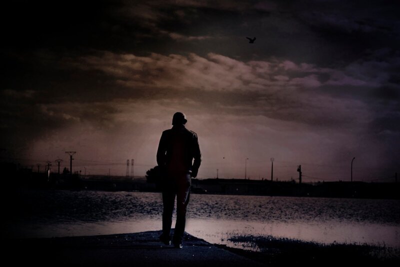 Silhouette of Man Walking — Black