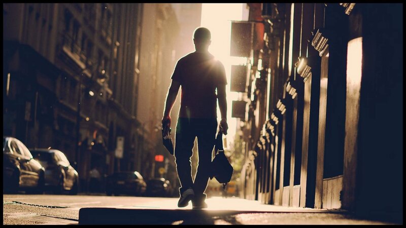 Silhouette of Man Walking — Brown