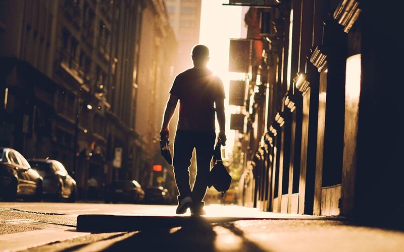 Silhouette of Man Walking — Gold