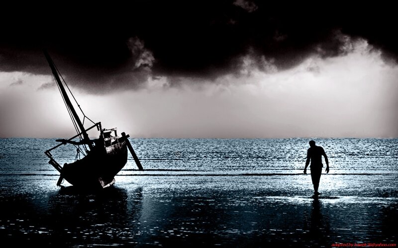 Silhouette of Man Walking