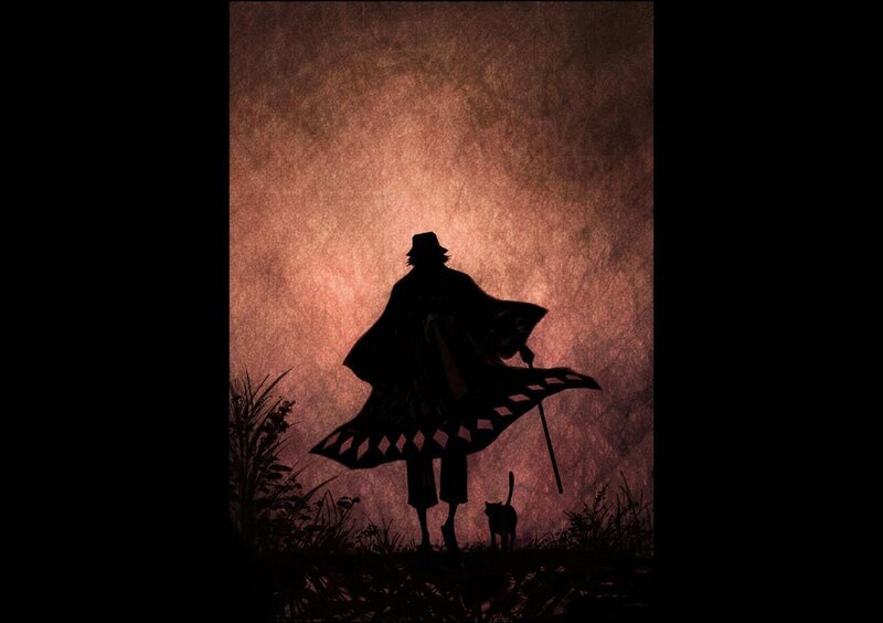 Silhouette of Man with Cat