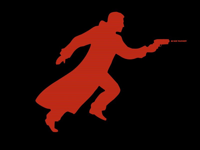 Silhouette of Man with Gun — Red